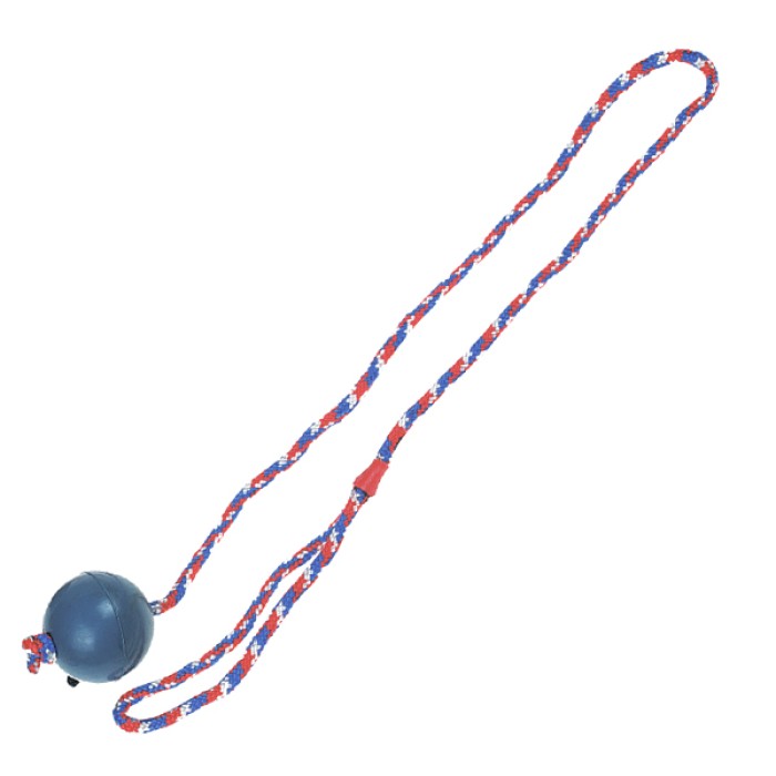 Flamingo  Ball With Rope ФЛАМИНГО игрушка для собак, мяч из литой резины на веревке , 6,3 см.